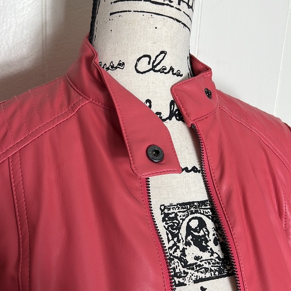 Hot Pink Faux Leather Moto Jacket - Picture 4 of 9